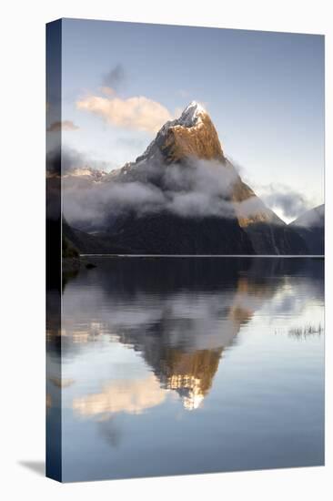 Mitre Peak reflected at Milford Sound, Fiordland National Park, South Island, New Zealand-Ed Rhodes-Stretched Canvas