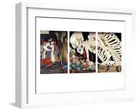 Mitsukini Defying the Skeleton Spectre, circa 1845-Kuniyoshi Utagawa-Framed Giclee Print