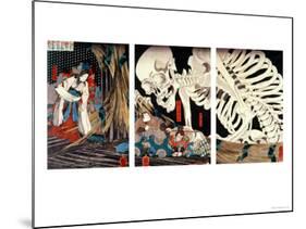 Mitsukini Defying the Skeleton Spectre, circa 1845-Kuniyoshi Utagawa-Mounted Giclee Print