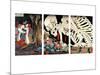 Mitsukini Defying the Skeleton Spectre, circa 1845-Kuniyoshi Utagawa-Mounted Giclee Print