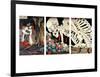 Mitsukini Defying the Skeleton Spectre, circa 1845-Kuniyoshi Utagawa-Framed Giclee Print