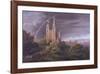 Mittelalterliche Stadt an eniem Fluss-Karl Friedrich Schinkel-Framed Art Print