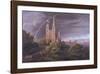 Mittelalterliche Stadt an eniem Fluss-Karl Friedrich Schinkel-Framed Art Print