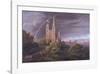 Mittelalterliche Stadt an eniem Fluss-Karl Friedrich Schinkel-Framed Art Print