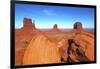 Mittens in Panoramic Landscape at Sunset, Monument Valley, Utah-Bill Bachmann-Framed Photographic Print