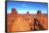 Mittens in Panoramic Landscape at Sunset, Monument Valley, Utah-Bill Bachmann-Framed Stretched Canvas