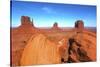 Mittens in Panoramic Landscape at Sunset, Monument Valley, Utah-Bill Bachmann-Stretched Canvas