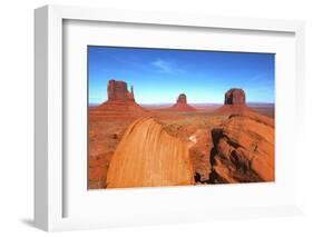 Mittens in Panoramic Landscape at Sunset, Monument Valley, Utah-Bill Bachmann-Framed Photographic Print