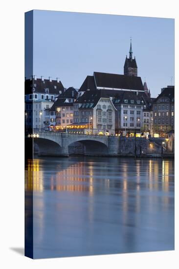 Mittlere Rheinbrucke Bridge and Martinskirche Church-Markus Lange-Stretched Canvas