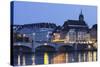 Mittlere Rheinbrucke Bridge and Martinskirche Church-Markus Lange-Stretched Canvas