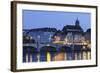 Mittlere Rheinbrucke Bridge and Martinskirche Church-Markus Lange-Framed Photographic Print