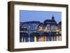 Mittlere Rheinbrucke Bridge and Martinskirche Church-Markus Lange-Framed Photographic Print