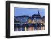 Mittlere Rheinbrucke Bridge and Martinskirche Church-Markus Lange-Framed Photographic Print