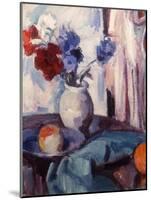 Mixed Carnations and Cornflowers in a Pottery Vase, C.1931-Samuel John Peploe-Mounted Giclee Print