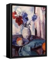 Mixed Carnations and Cornflowers in a Pottery Vase, C.1931-Samuel John Peploe-Framed Stretched Canvas