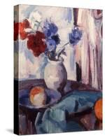 Mixed Carnations and Cornflowers in a Pottery Vase, C.1931-Samuel John Peploe-Stretched Canvas