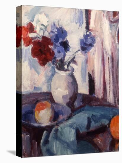 Mixed Carnations and Cornflowers in a Pottery Vase, C.1931-Samuel John Peploe-Stretched Canvas