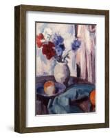 Mixed Carnations and Cornflowers in a Pottery Vase, C.1931-Samuel John Peploe-Framed Giclee Print