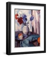 Mixed Carnations and Cornflowers in a Pottery Vase, C.1931-Samuel John Peploe-Framed Premium Giclee Print