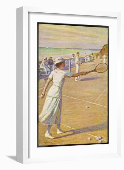 Mixed Doubles by the Sea-L. Tanquerey-Framed Art Print