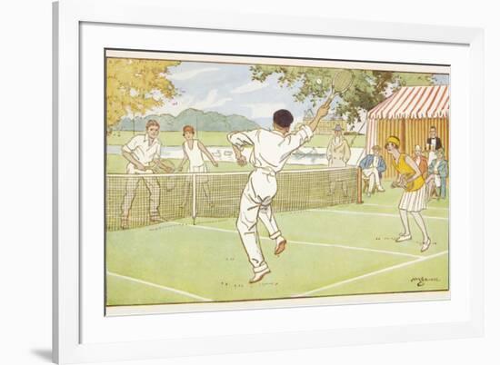 Mixed Doubles in the Grounds of a Stately Home-C.m. Brock-Framed Photographic Print