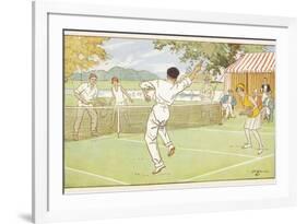 Mixed Doubles in the Grounds of a Stately Home-C.m. Brock-Framed Photographic Print