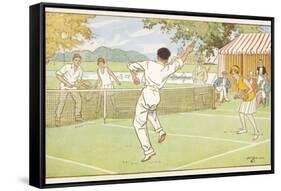 Mixed Doubles in the Grounds of a Stately Home-C.m. Brock-Framed Stretched Canvas