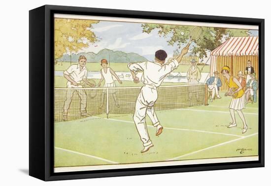 Mixed Doubles in the Grounds of a Stately Home-C.m. Brock-Framed Stretched Canvas