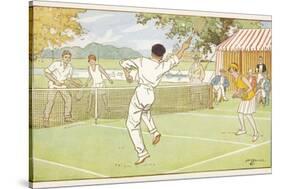 Mixed Doubles in the Grounds of a Stately Home-C.m. Brock-Stretched Canvas