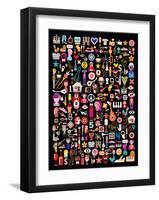 Mixed Emoticon Symbol Collage-null-Framed Art Print