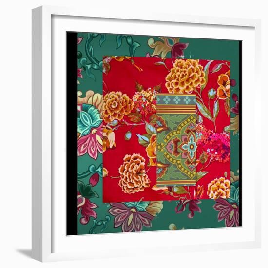 MIXED FLORAL COLLAGE-Linda Arthurs-Framed Giclee Print