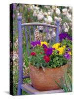 Mixed Flowers and Old Chair, Seattle, Washington, USA-Terry Eggers-Stretched Canvas