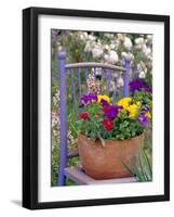 Mixed Flowers and Old Chair, Seattle, Washington, USA-Terry Eggers-Framed Photographic Print