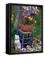 Mixed Flowers and Old Chair, Seattle, Washington, USA-Terry Eggers-Framed Stretched Canvas