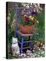 Mixed Flowers and Old Chair, Seattle, Washington, USA-Terry Eggers-Stretched Canvas