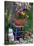 Mixed Flowers and Old Chair, Seattle, Washington, USA-Terry Eggers-Stretched Canvas