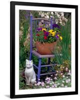 Mixed Flowers and Old Chair, Seattle, Washington, USA-Terry Eggers-Framed Photographic Print