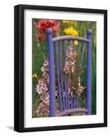 Mixed Flowers and Old Chair, Seattle, Washington, USA-Terry Eggers-Framed Photographic Print