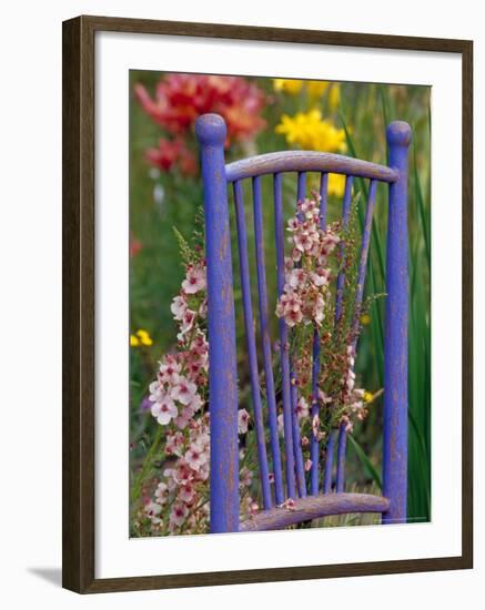 Mixed Flowers and Old Chair, Seattle, Washington, USA-Terry Eggers-Framed Photographic Print