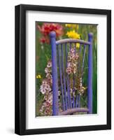 Mixed Flowers and Old Chair, Seattle, Washington, USA-Terry Eggers-Framed Photographic Print