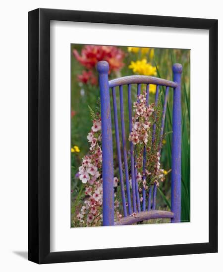 Mixed Flowers and Old Chair, Seattle, Washington, USA-Terry Eggers-Framed Photographic Print