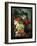 Mixed Flowers and Pineapples in an Urn with a Bird's Nest and a Cat-Jan van Os-Framed Giclee Print