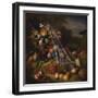 Mixed Fruit with a Monkey, a Parrot, a Jay and Two Finches in Landscapes-Tobias Stranover-Framed Giclee Print