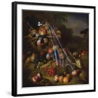 Mixed Fruit with a Monkey, a Parrot, a Jay and Two Finches in Landscapes-Tobias Stranover-Framed Giclee Print