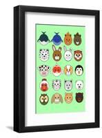 Mixed Lime Green - Animaru Cartoon Animal Print-Animaru-Framed Giclee Print