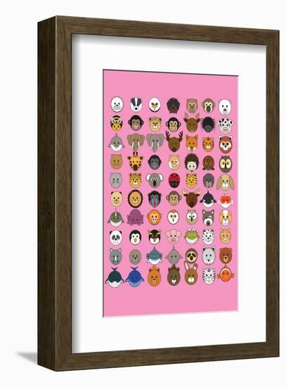 Mixed Pink - Animaru Cartoon Animal Print-Animaru-Framed Giclee Print