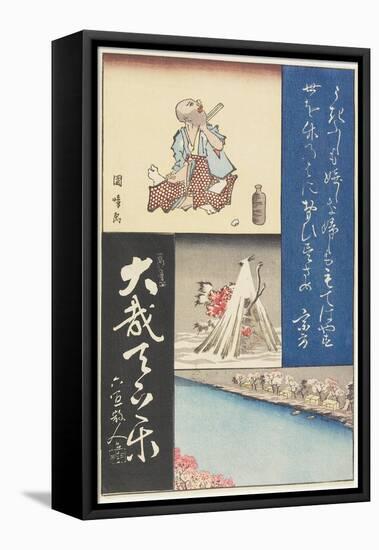 Mixed Print of Calligraphies and Paintings, Early 19th Century-Utagawa Hiroshige-Framed Stretched Canvas