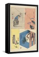 Mixed Print of the Famous Views of Edo, C. 1857-Utagawa Hiroshige-Framed Stretched Canvas