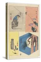 Mixed Print of the Famous Views of Edo, C. 1857-Utagawa Hiroshige-Stretched Canvas