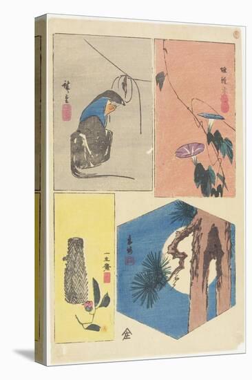 Mixed Print of the Famous Views of Edo, C. 1857-Utagawa Hiroshige-Stretched Canvas